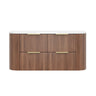Timber Fluted Curved Prime Oak Artis 1200mm Single Bowl Waterproof Wall Hung Vanity Solid Surface Stone top - RJ Bathroom