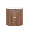 Timber Prime Oak Artis 600mm Fluted Curved Waterproof Wall Hung Vanity Carrara Gold Stone top - RJ Bathroom