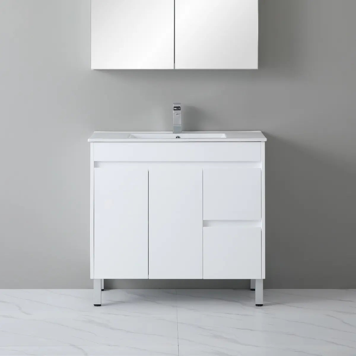 Polar PVC 900x360mm Ensuite Slim Narrow Compact Freestanding Vanity