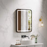 Venus 600x750mm rectangular front-lit motion sensor LED mirror with matte black frame in a bathroom above a round basin