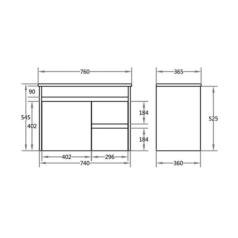Polar PVC 750x360mm Ensuite Slim Narrow Compact Wall Hung Bathroom Vanity