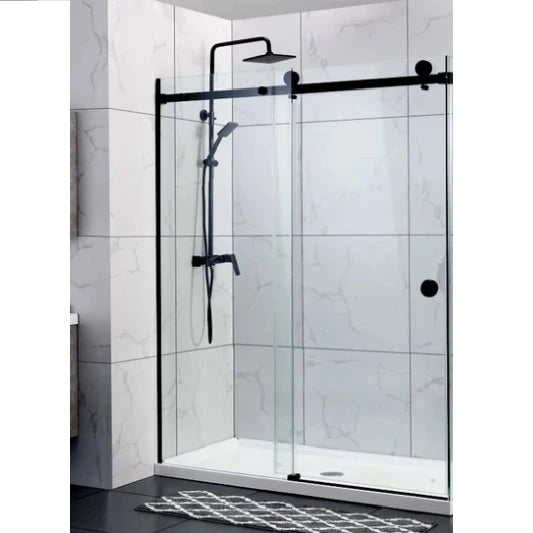 Covey 900/950/1000/1050/1100/1200/1300/1400/1600/1800/2000mm Matte Black Frameless Wall to Wall Sliding Shower Screen