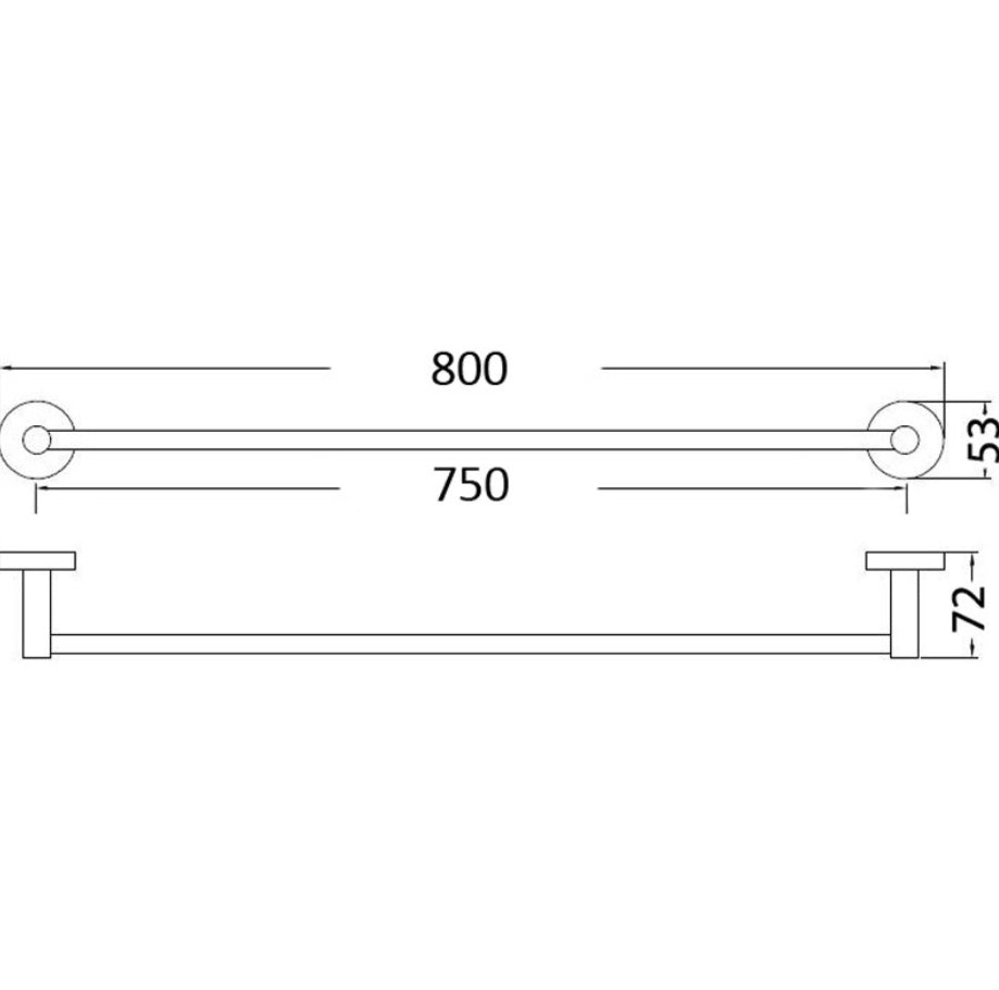 Otus Single Towel Rail 750mm Gun Metal