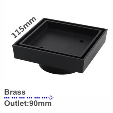 115x115mm Black Tile Insert Floor Waste Drain - RJ Bathroom