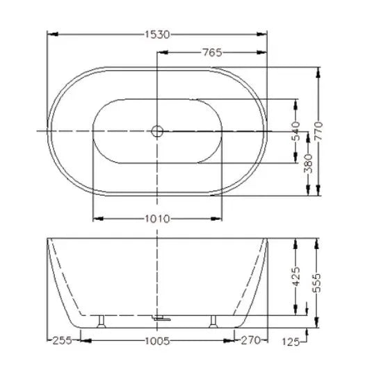 Olivia Matte White Oval Round Freestanding Bathtub 1500/1700mm - RJ Bathroom