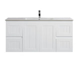 Acacia Hampton Shaker 1500mm Matte White PVC Waterproof Wall Hung Vanity