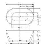 Olivia 1000/1300/1400mm Oval Round Freestanding Bathtub