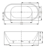 Olivia Matte White Oval Round Freestanding Bathtub 1500/1700mm - RJ Bathroom