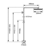 Shower Rail Station Top/Bottom Inlet 2 in 1 Square Matte Black