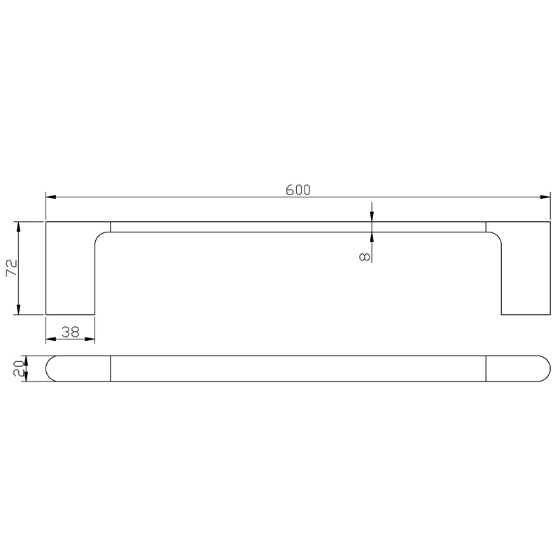 Cora Single Towel Rail 600mm Matte Black