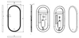 Gun Metal LED Mirror Olivia Oval Pill Framed Anti-Fog Bathroom 450x900 | 600x1000mm