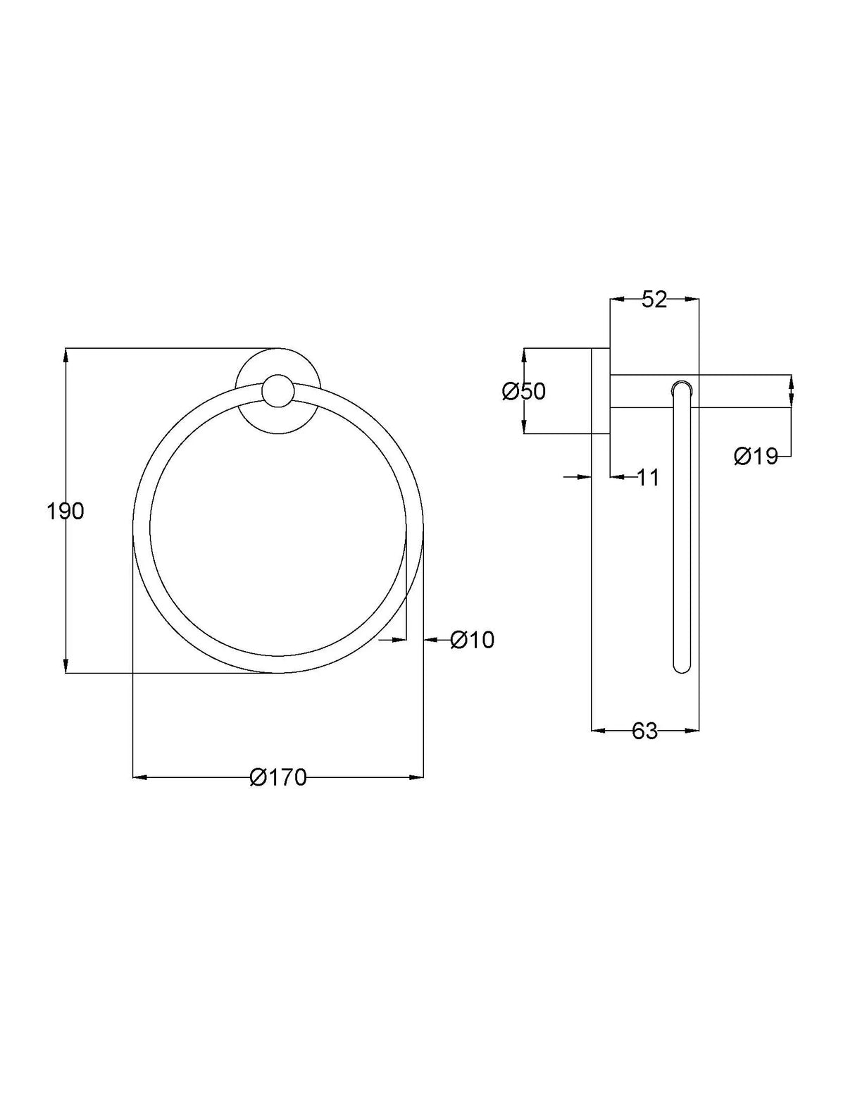 Otus Slimline Towel Ring Gun Metal