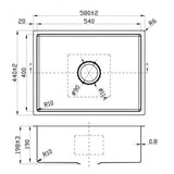 540X440mm Laundry Kitchen Sink Top/Under Mount Stainless Steel - RJ Bathroom