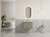 Miami Hampton Shaker 600mm Olive Green PVC Waterproof Wall Hung Vanity Solid Surface Stone top
