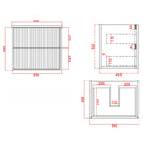 Fluted Wall Hung Vanity Rome Curved 600mm Matte White Waterproof Stone top Matte Blak Handles