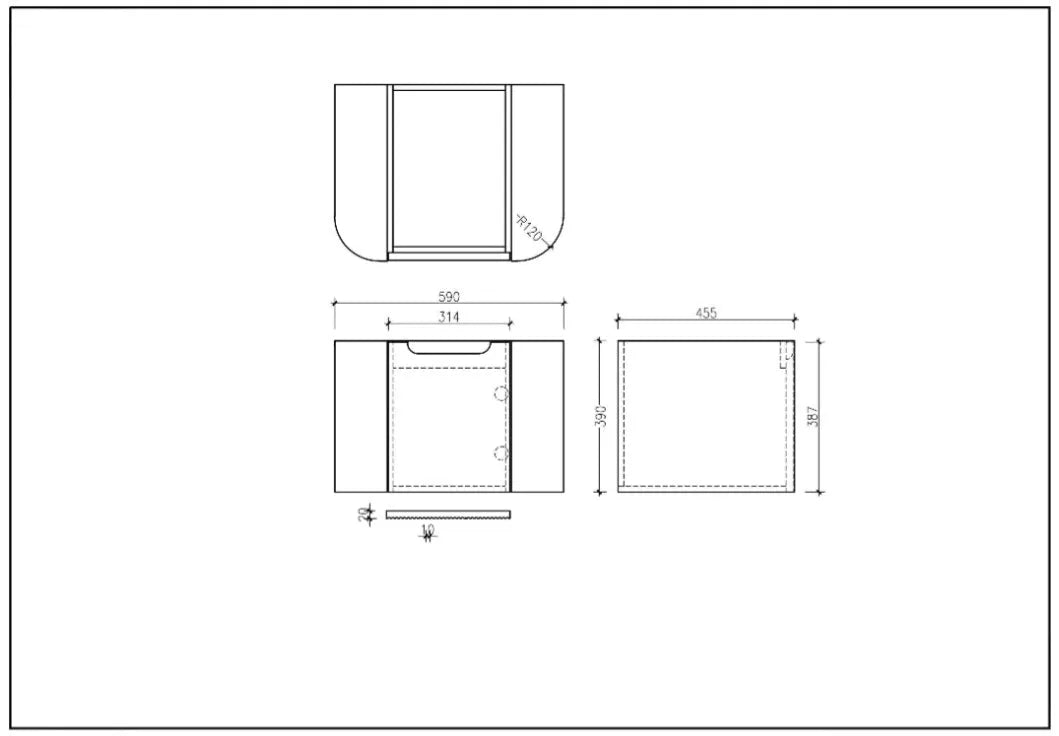 Rome Fluted Groove Curve All Drawer Vanity 600mm Matte White