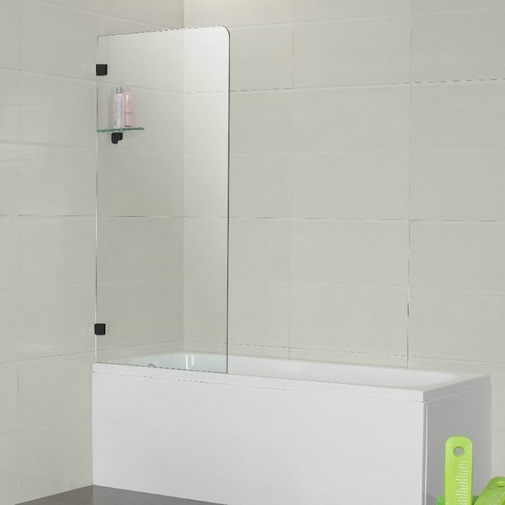 Frameless Bath Panel Shower Screen 700x1450mm Matte Black