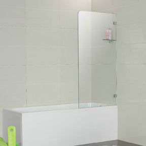 Frameless Bath Panel Shower Screen 700x1450mm Brushed Nickel - RJ Bathroom
