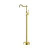 Ikon Clasico Hampton Brushed Gold Freestanding Bath Mixer - Ceramic Handle