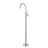 Ikon Clasico Hampton Brushed Nickel Freestanding Gooseneck Bath Mixer - Ceramic Handle