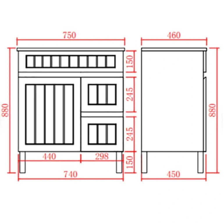 Hampton Shaker 750*360 Slim Narrow PVC Waterproof Vanity