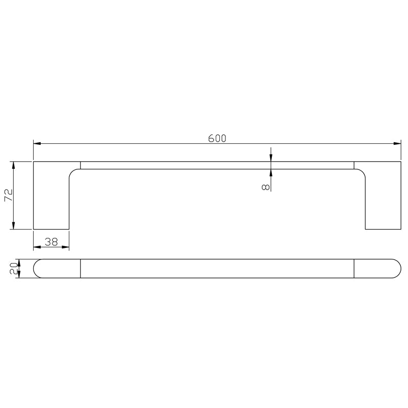 Cora Single Towel Rail 600mm Chrome