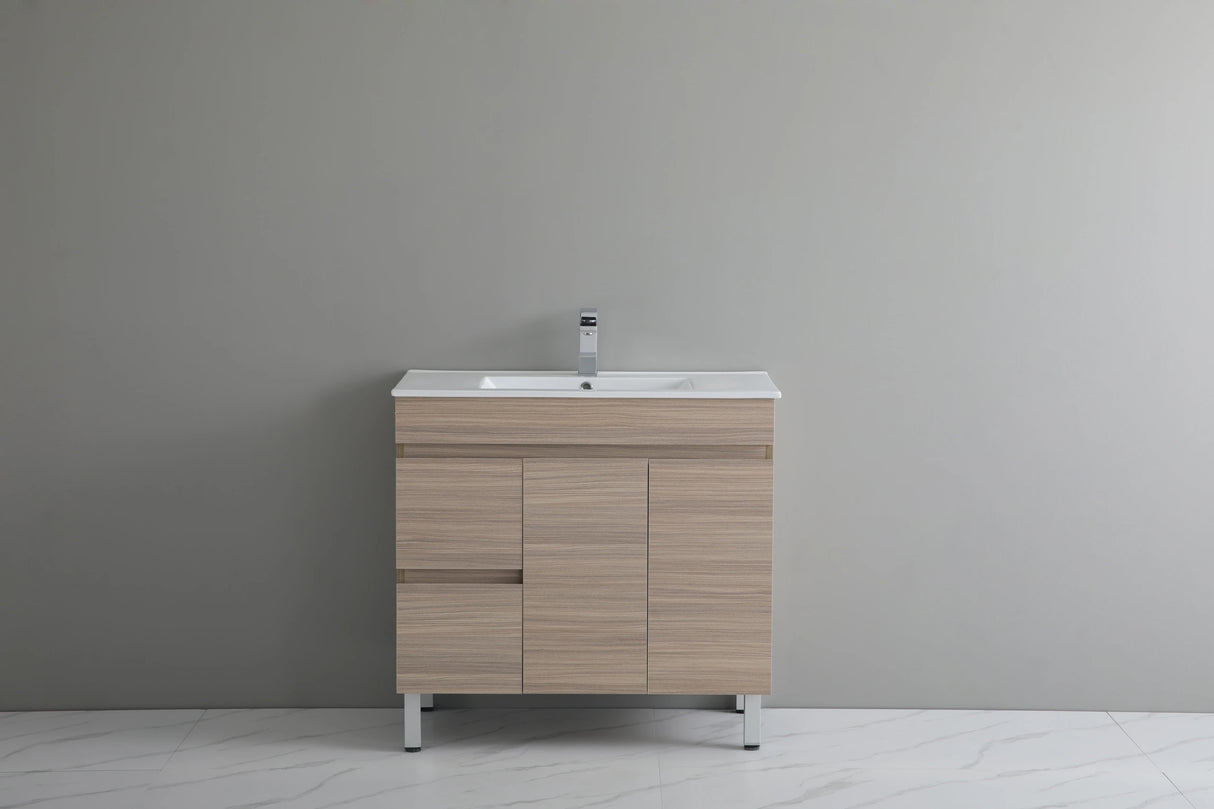 Timber Wood Grain Stella Oak 900mm PVC Waterproof Freestanding Vanity