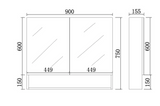 Timber Wood Grain Stella Oak PVC Waterproof 900mm Copper-Free Mirrored Shaving Cabinet with Shelf