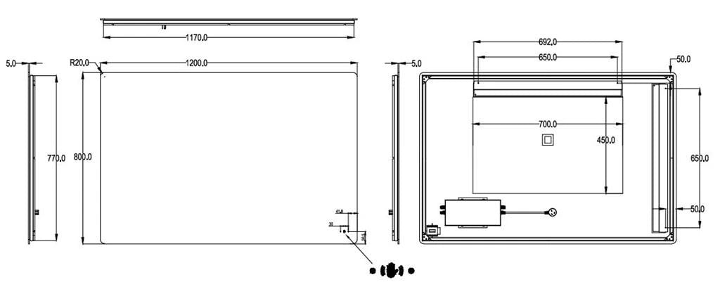 Jasper Rectangular Frameless Anti-Fog Backlit Bathroom LED Mirror 1200x800mm
