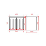 Acacia Hampton Shaker 600mm Matte White PVC Waterproof Wall Hung Vanity