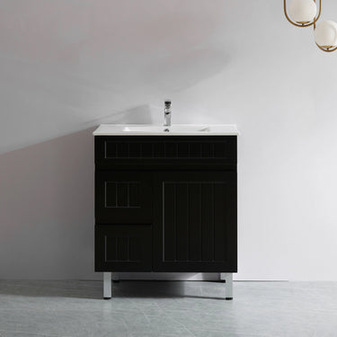 Acacia Hampton Shaker 750mm Matte Black PVC Waterproof Freestanding Vanity