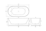 Ally Groove Fluted Oval Round Freestanding Bathtub 1500mm Matte Black