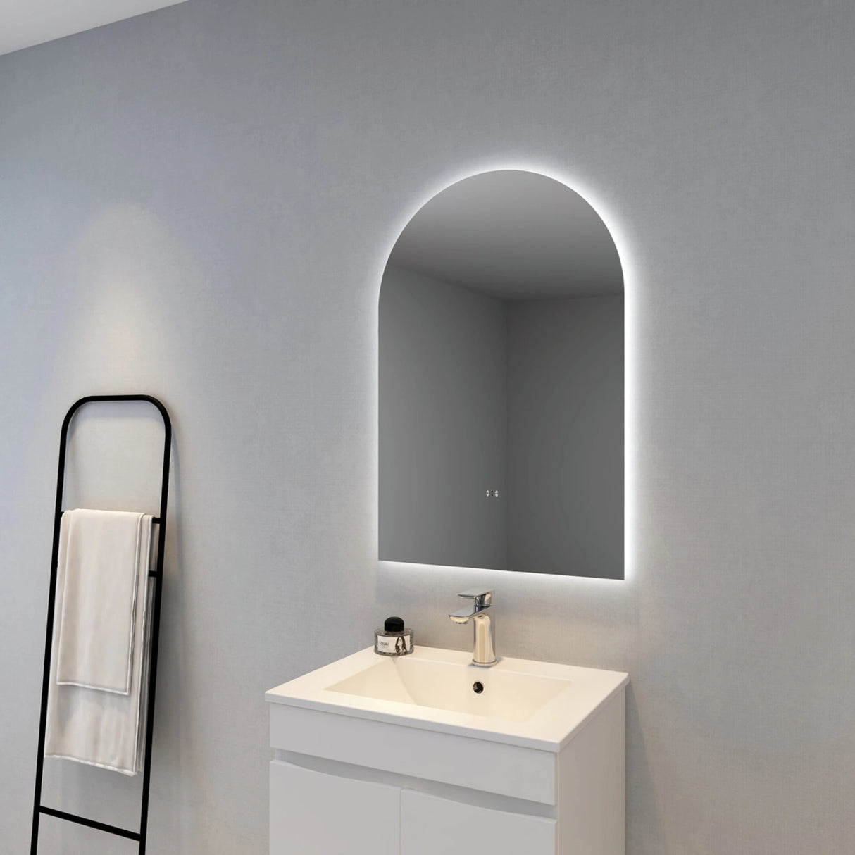 Aura Arched Frameless Anti-Fog Backlit Bathroom LED Mirror 600x900mm