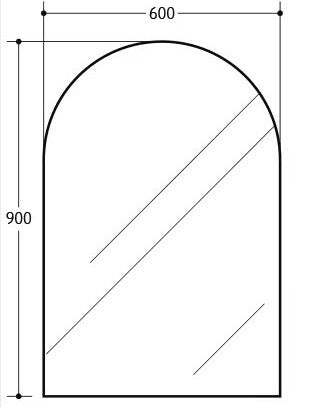 Arched Copper Free Frameless Pencil Edge Mirror 600x900mm