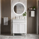 Acacia Hampton Shaker Slimline Ensuite Vanity 600x360mm Matte White PVC Waterproof Freestanding Ceramic Top