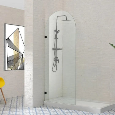 Covey frameless arched fixed panel black shower screen