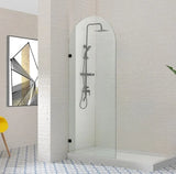 Covey frameless arched fixed panel black shower screen