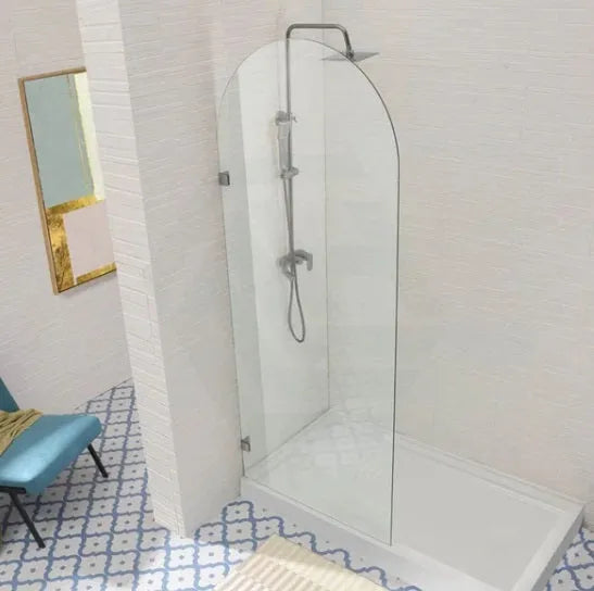 Covey Brushed Nickel Frameless Arched Fixed Panel Shower Screen - RJ Bathroom