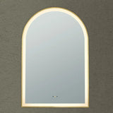 Brushed Gold LED Mirror Aura Arched Framed Anti-Fog Bathroom 600x900mm
