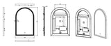 Matte Black LED Mirror Aura Arched Framed Anti-Fog Bathroom 600x900mm
