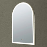 Brushed Nickel LED Mirror Aura Arched Framed Anti-Fog Bathroom 600x900mm