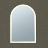 Brushed Nickel LED Mirror Aura Arched Framed Anti-Fog Bathroom 600x900mm