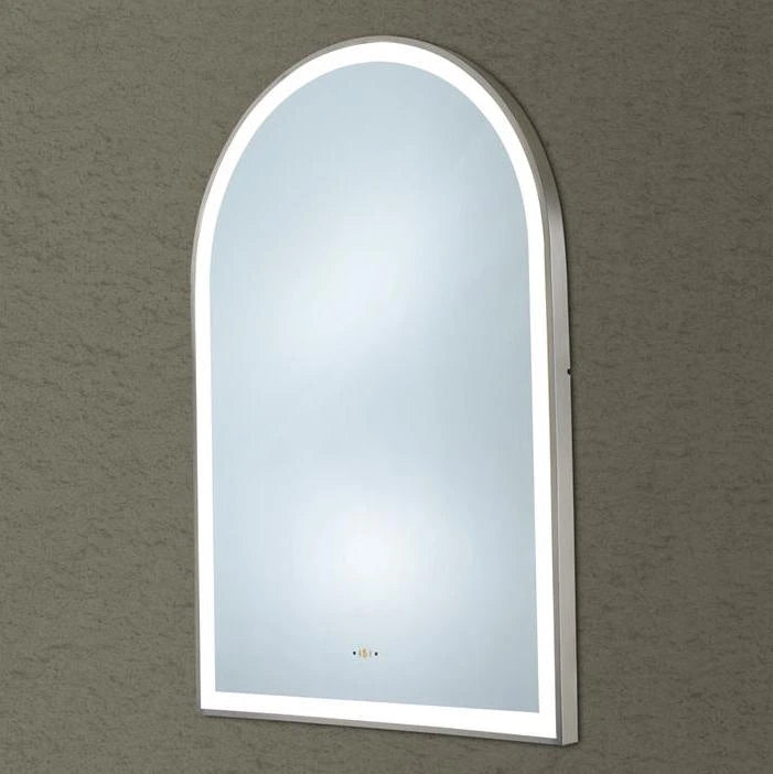 Gun Metal LED Mirror Aura Arched Framed Anti-Fog Bathroom 600x900mm