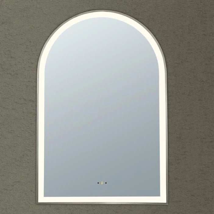 Gun Metal LED Mirror Aura Arched Framed Anti-Fog Bathroom 600x900mm
