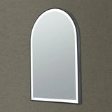 Matte Black LED Mirror Aura Arched Framed Anti-Fog Bathroom 600x900mm