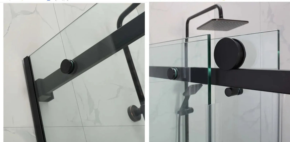 Matte Black Frameless Sliding Shower Screen - RJ Bathroom