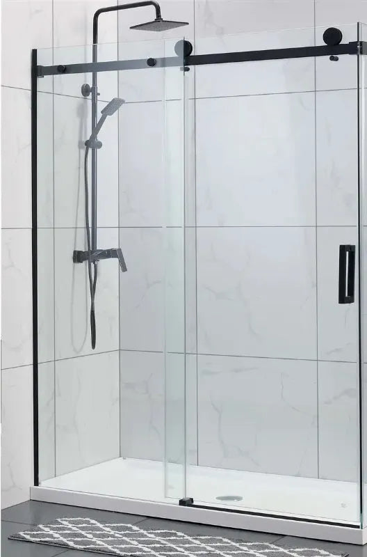 Matte Black Frameless Sliding Shower Screen