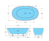 Matte Black Freestanding Bathtub 1500/1700mm Stella Oval Round