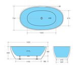 Matte Black Freestanding Bathtub 1500/1700mm Stella Oval Round