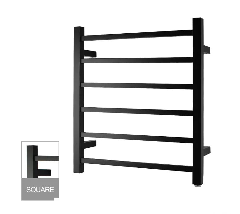 Matte Black Electric Heated Towel Rail Towel Rack 6 Bars